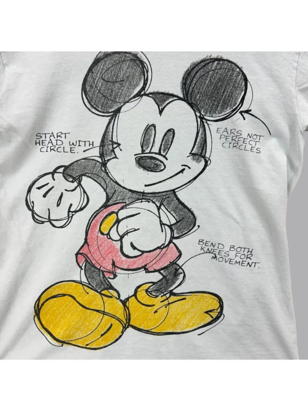 Vintage Disney Mickey Mouse Sketch T Shirt USA Made Double Sided Graphic 90s M - Picture 3 of 9